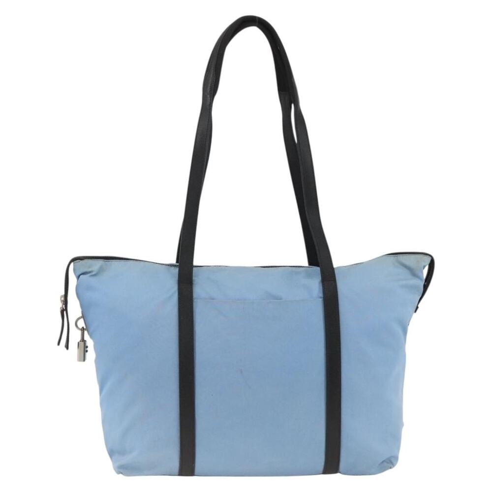 Prada Nylon Leather Tote Bag Light Blue
